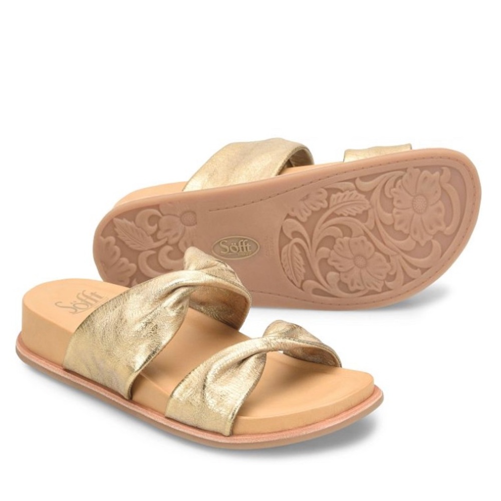 Sofft Ainsworth Slide Sandal Gold Size 7.5 - Picture 2 of 9